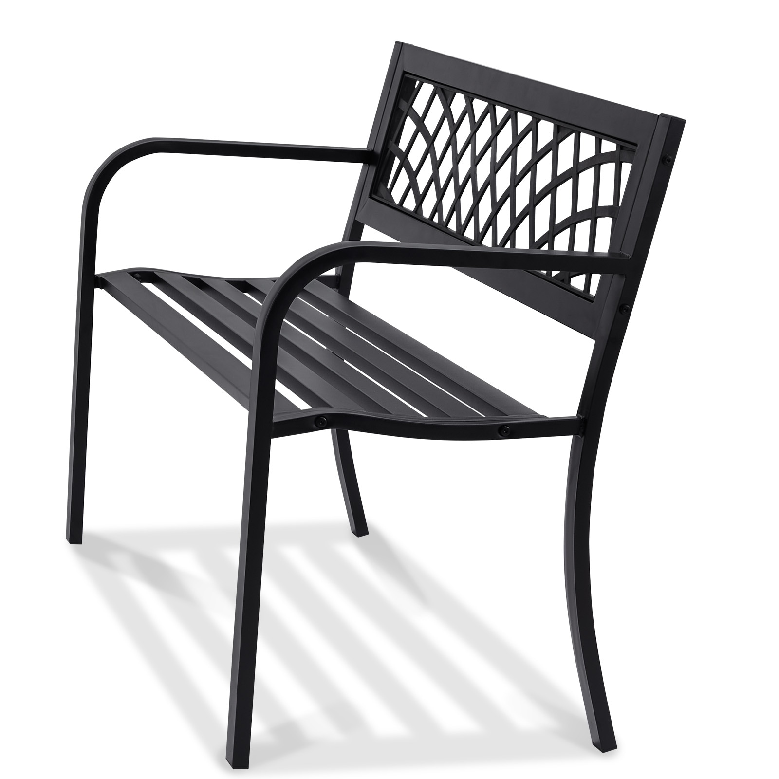 Outdoor Garden Bench With Backrest And Armrests For Patio Yard_voghion.com